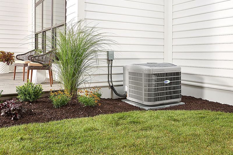 outdoor carrier air conditioning unit in garden